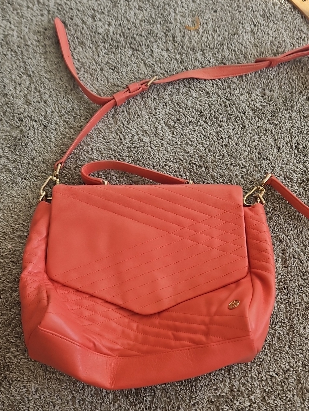 Tory Burch Coral Quilted Flap Crossbody Handbag